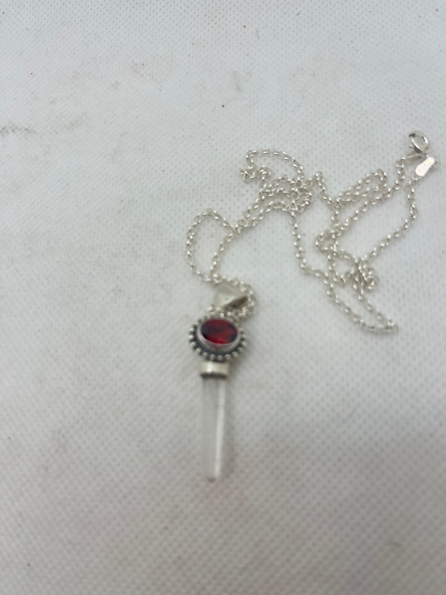 Garnet with Hanging Crystal Necklace