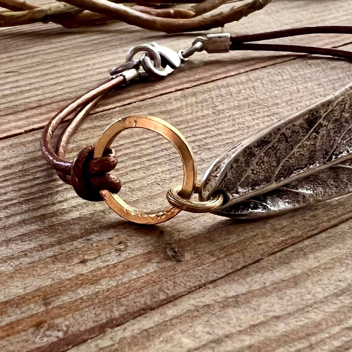 Peacemaker boho leaf leather bracelet