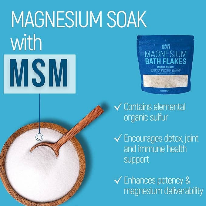 Magnesium Bath Flakes, Bath Soak/Foot Soak With MSM: 3LB