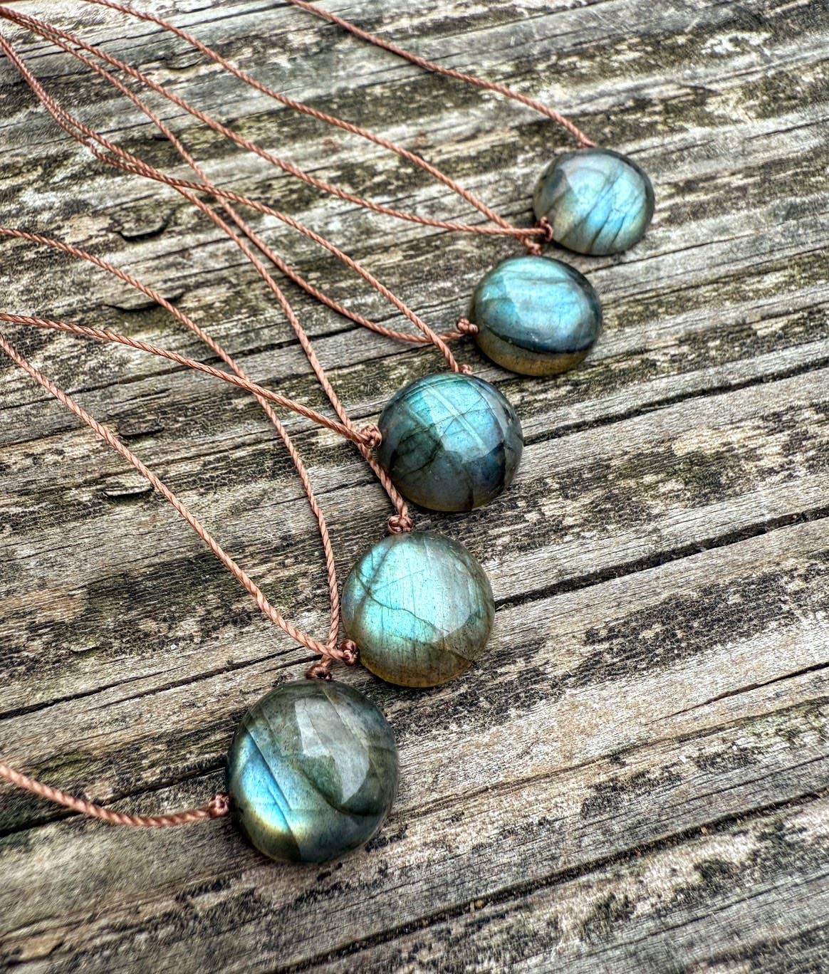 Labradorite Dot Cord Necklace : 16" or 18"