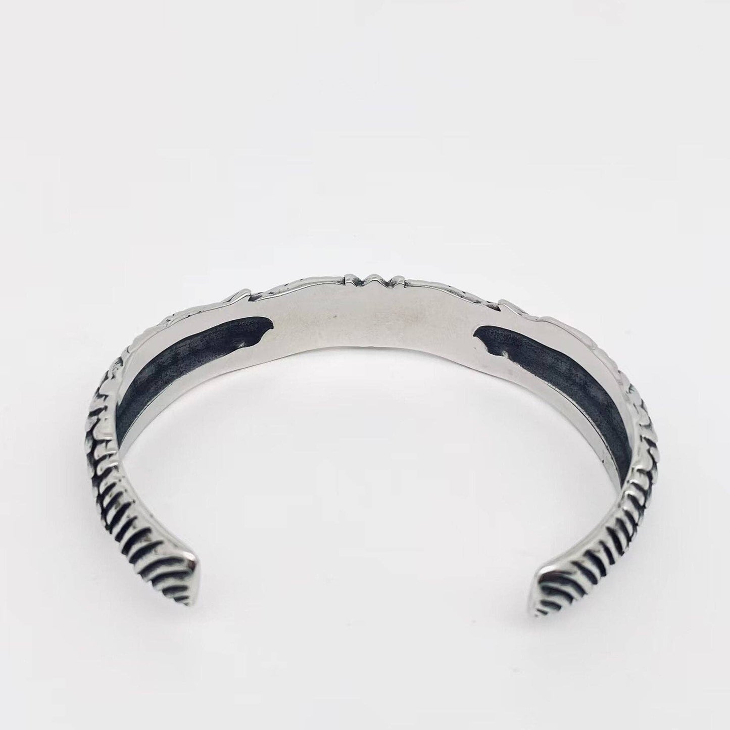 Snake Men's Stainless Steel C Shape Cuff Bangle