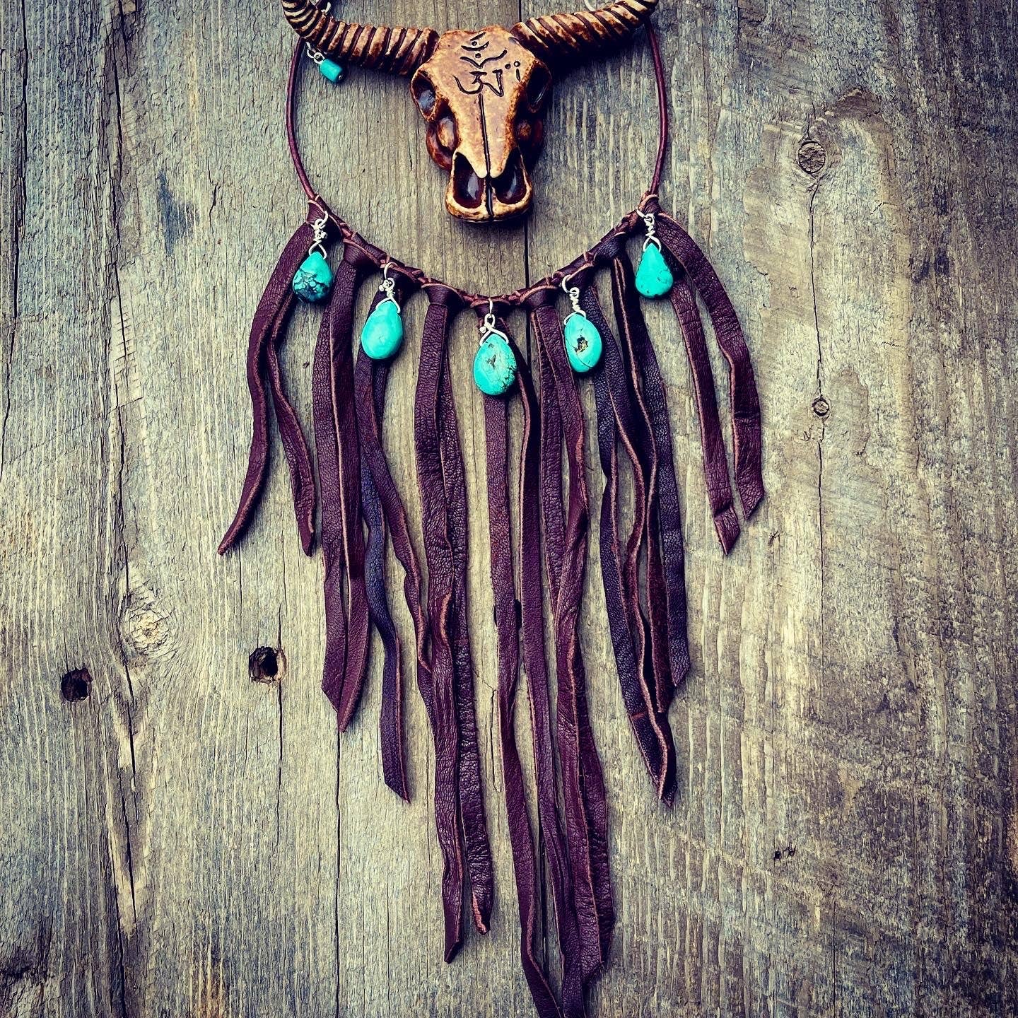 Leather Fringe Bib Necklace
