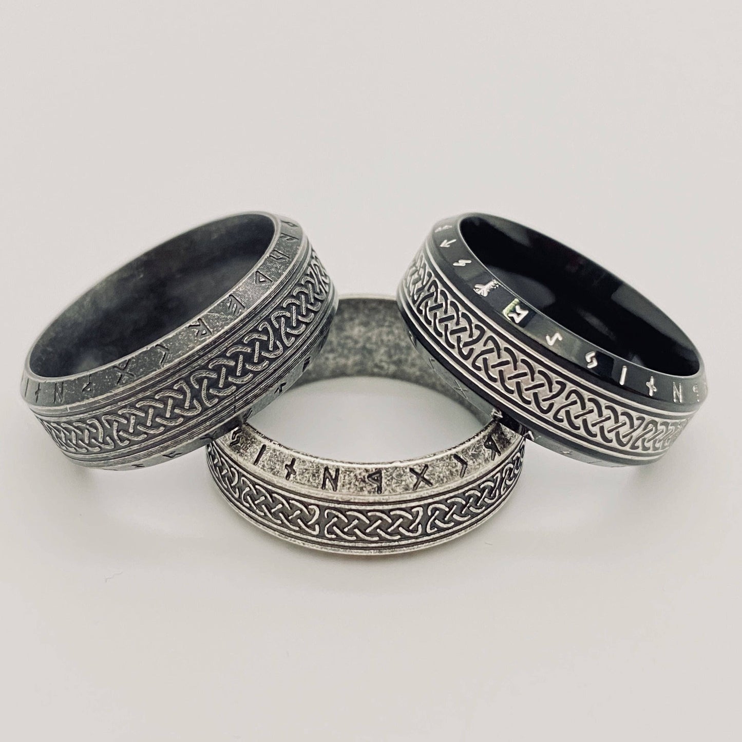 Men's Retro Viking Rune Celtic Knot Titanium Steel Ring Gold