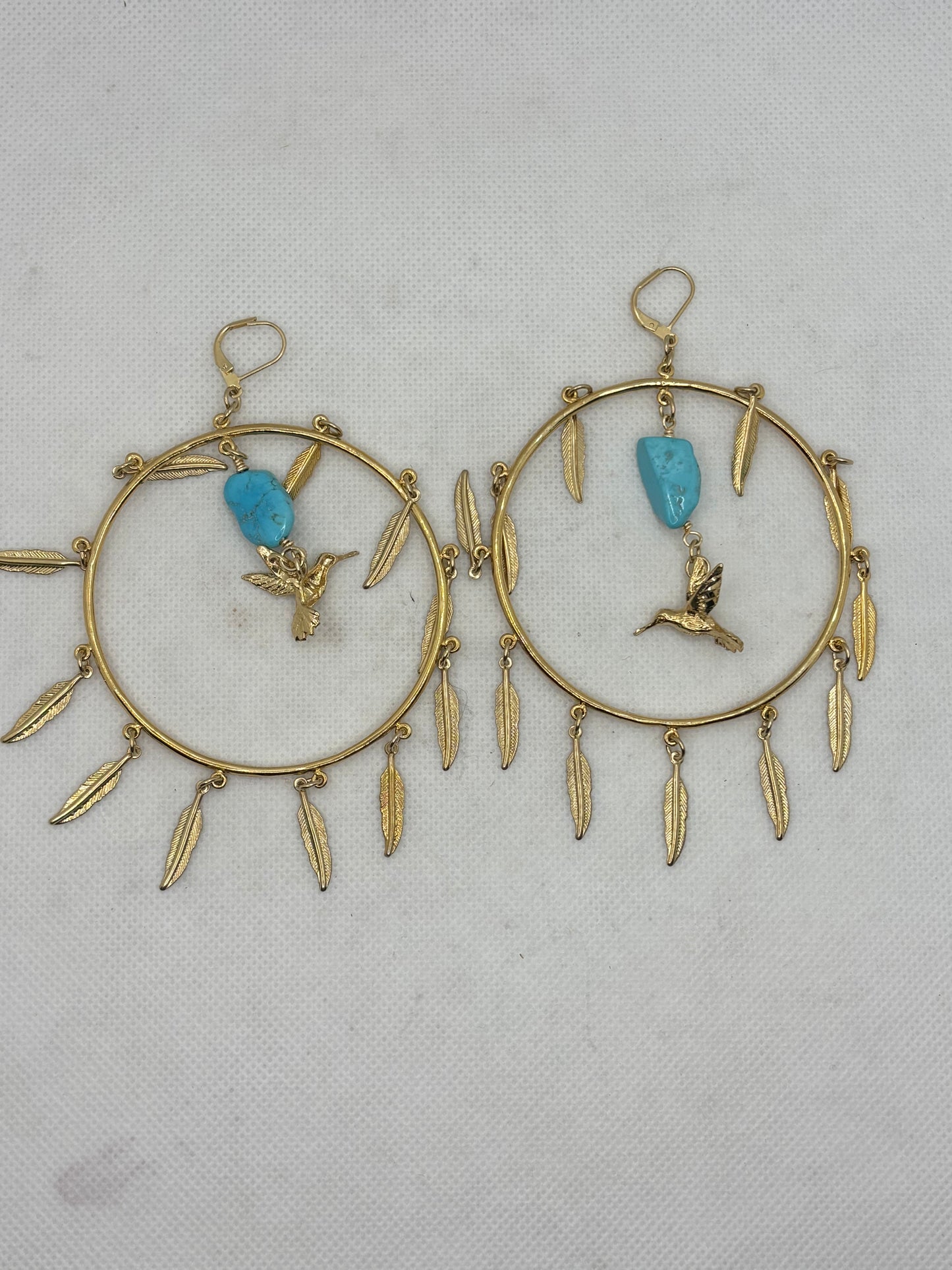 Humming Bird Hoops w/ turquoise