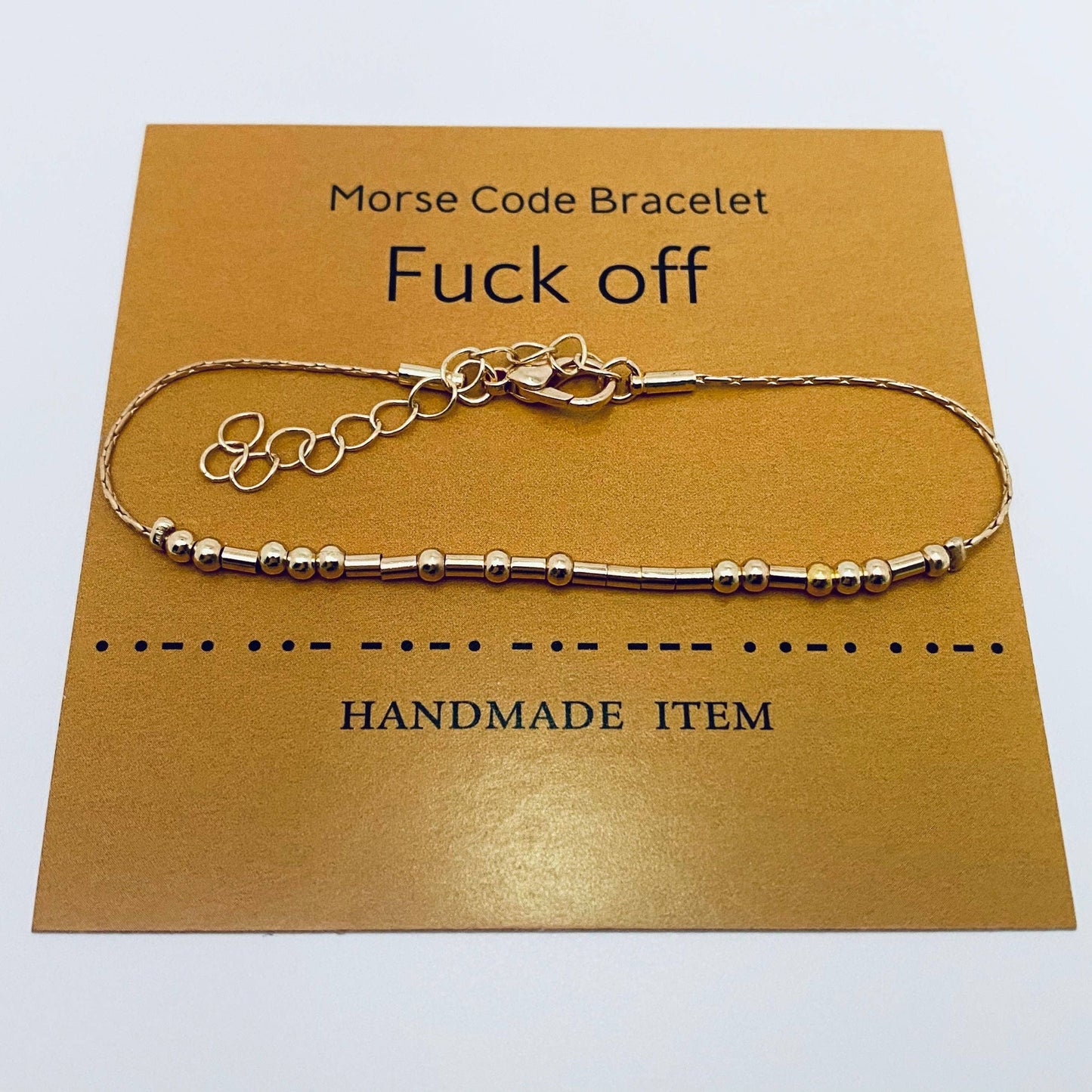 Handmade Golden Morse Code Bracelet: Never give up