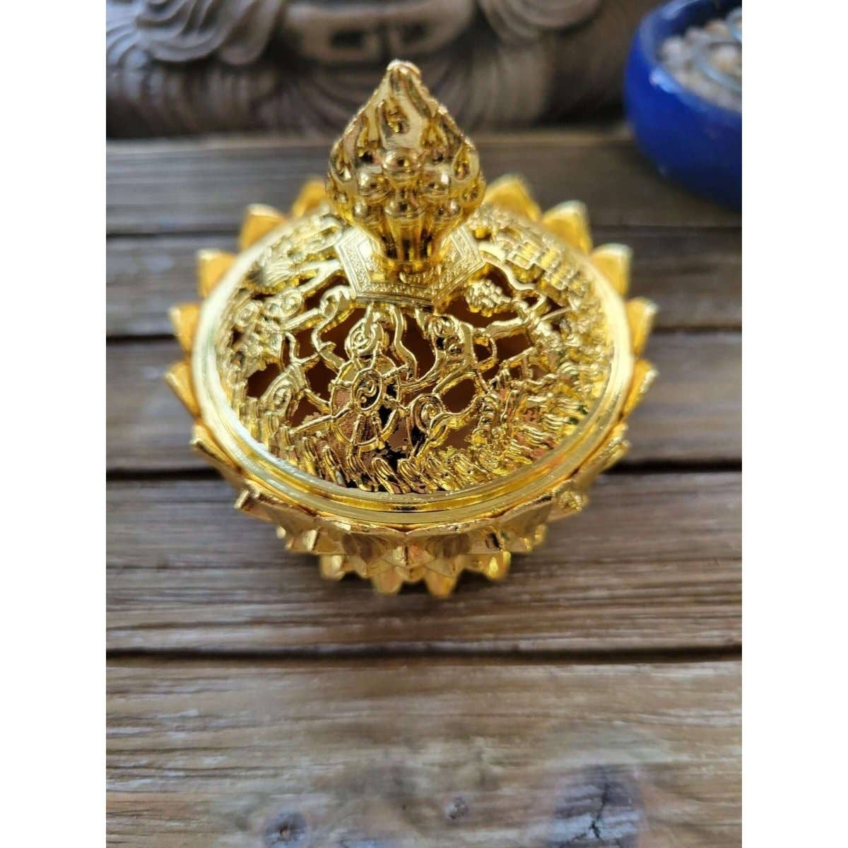 Small Lotus Incense Holder, Brass Metal Incense