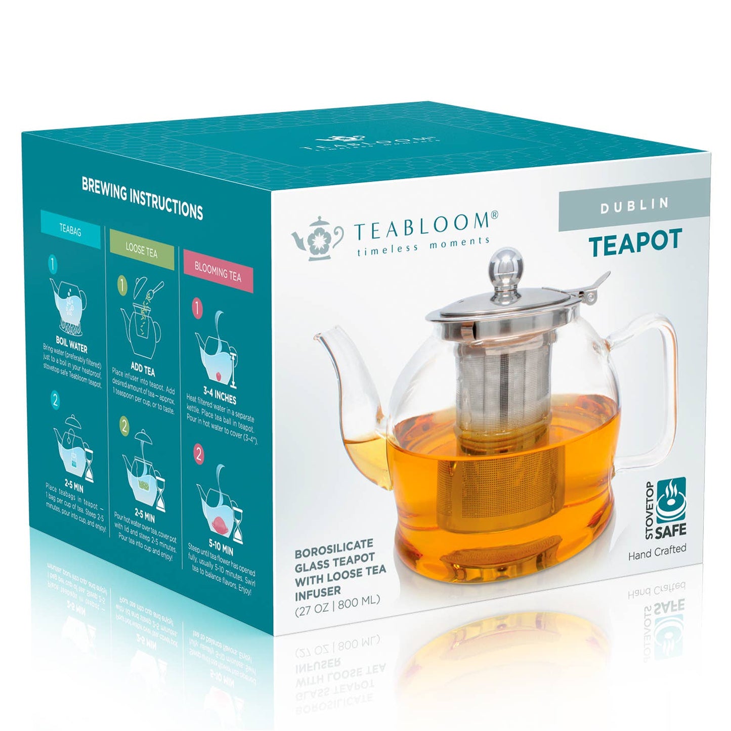 Teabloom Dublin Glass Teapot With Removable Infuser: 27 OZ