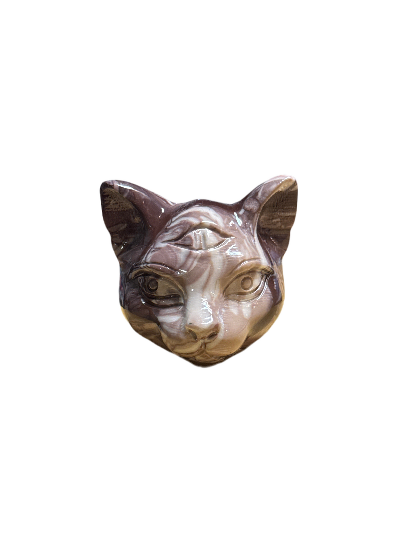 Cat Head 3rd Eye Various Stones Large