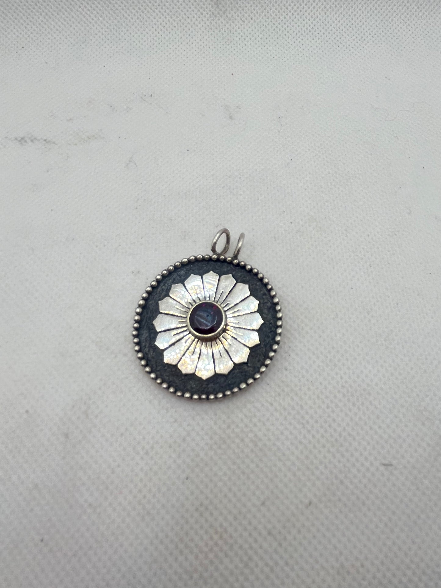 Garnet Chrysanthemum Pendant