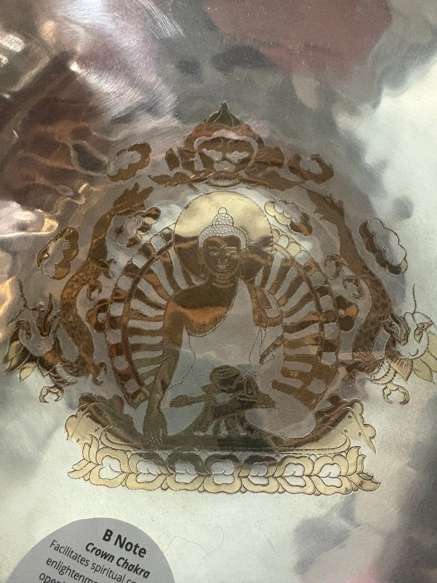 Silver and Gold Full Moon Tibetan Bowl 10"