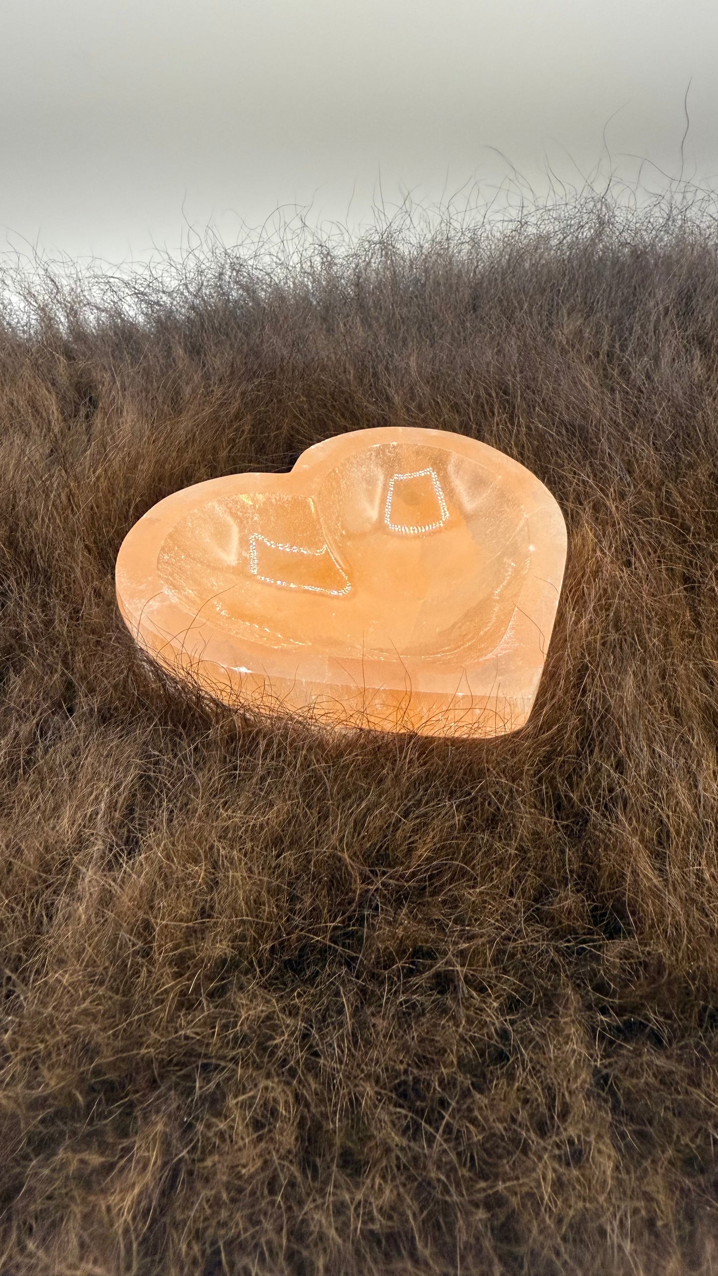Selenite Heart Bowl Orange Medium