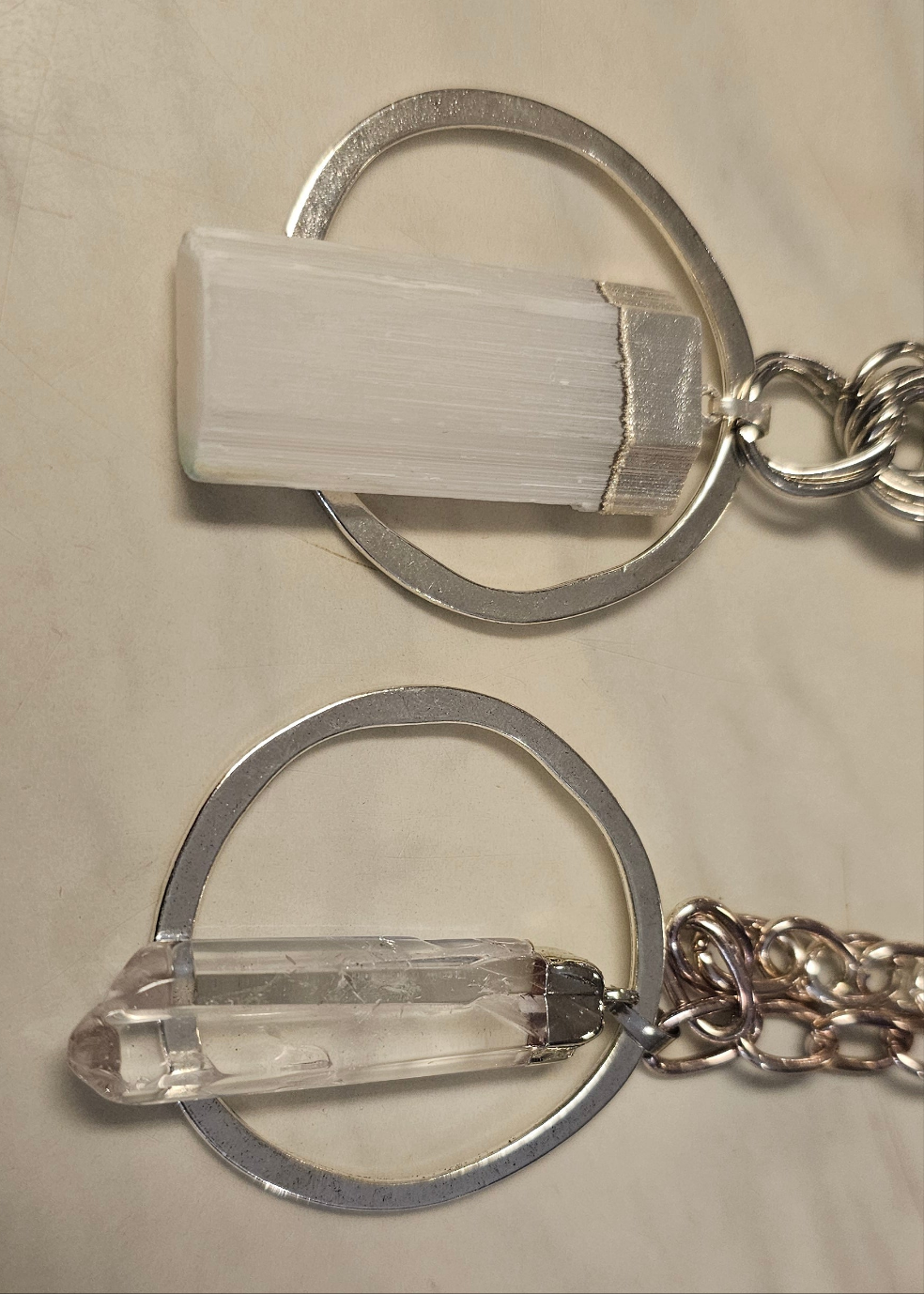 Selenite OR Clear Quartz Necklace