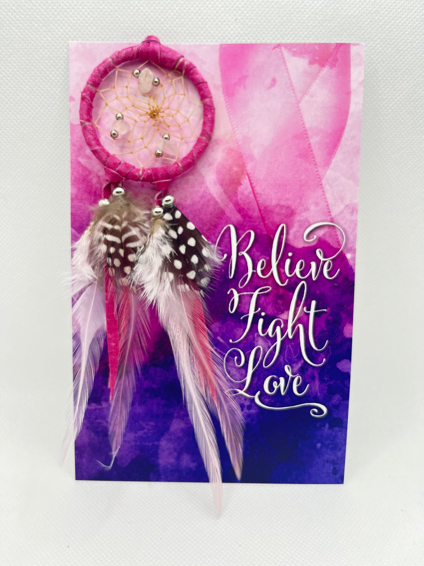 Believe Fight Love Dream Catcher 2 inch