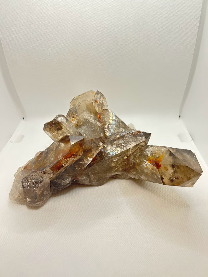 Smokey Quartz Point Grouped Crystal Cluster