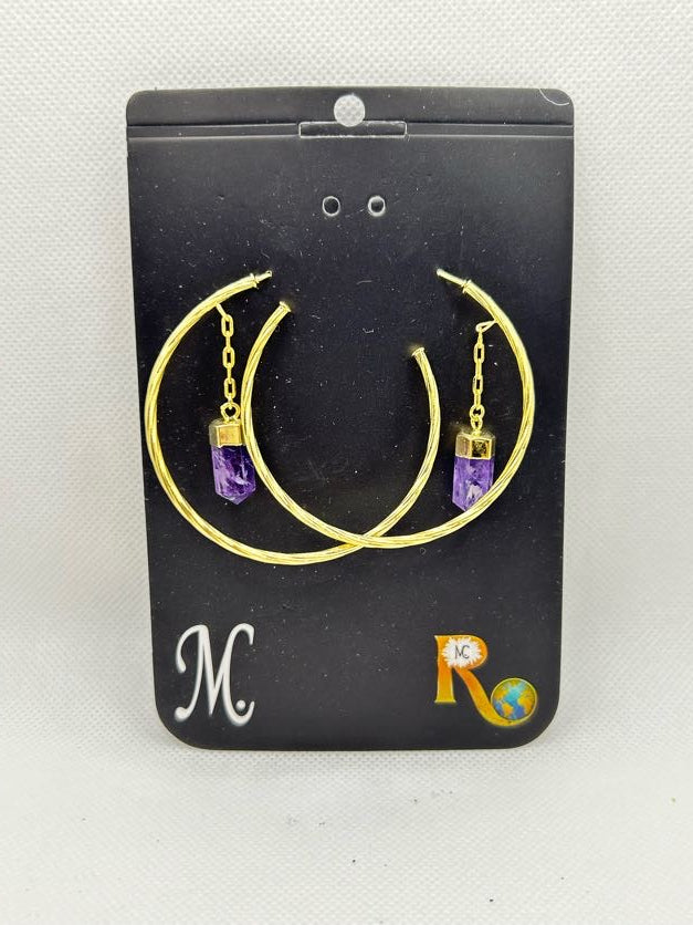 Amethyst Point Hoops