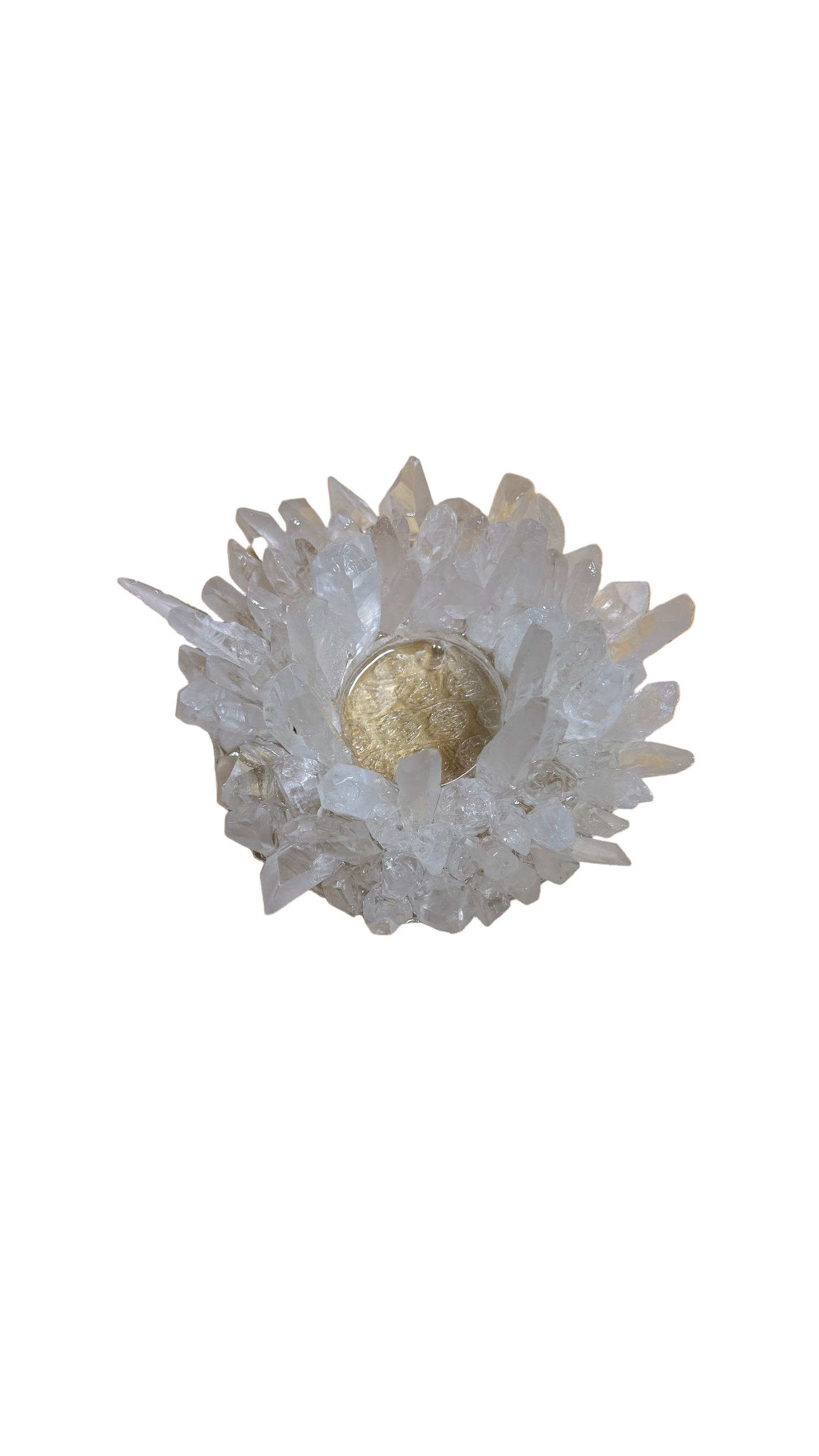 Raw Quartz Point Candle Holder Tea Light