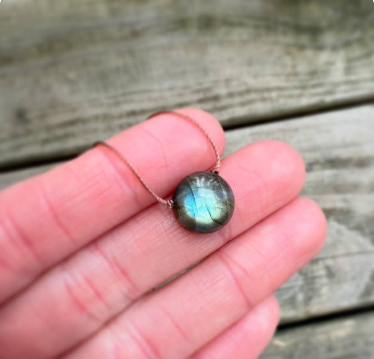 Labradorite Dot Cord Necklace : 16" or 18"