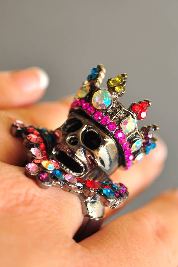 Skeleton with Crown Ring