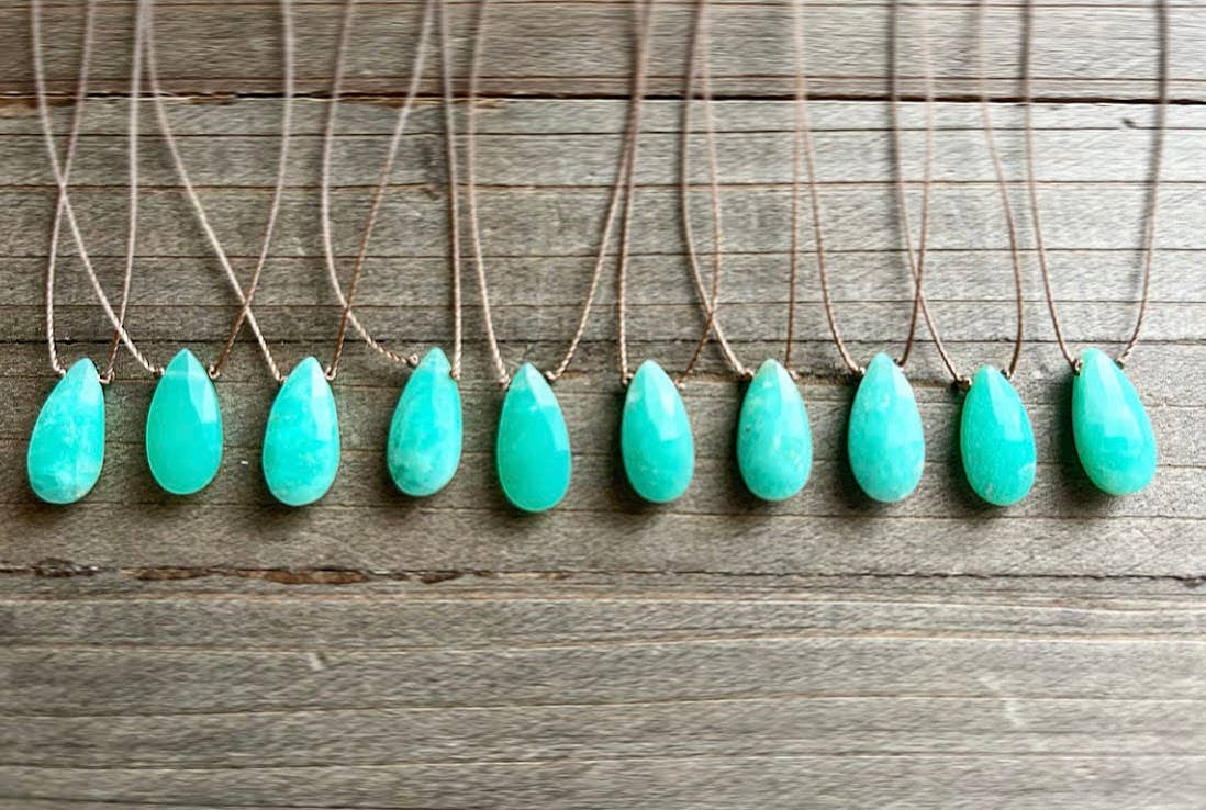 Chrysoprase Faceted Teardrop Necklace: 16" or 18" legnth