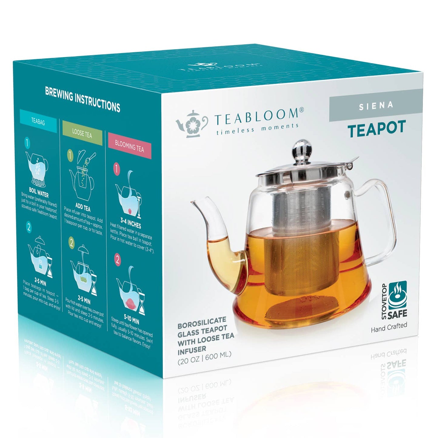 Teabloom Siena Glass Teapot With Removable Infuser: 40 OZ
