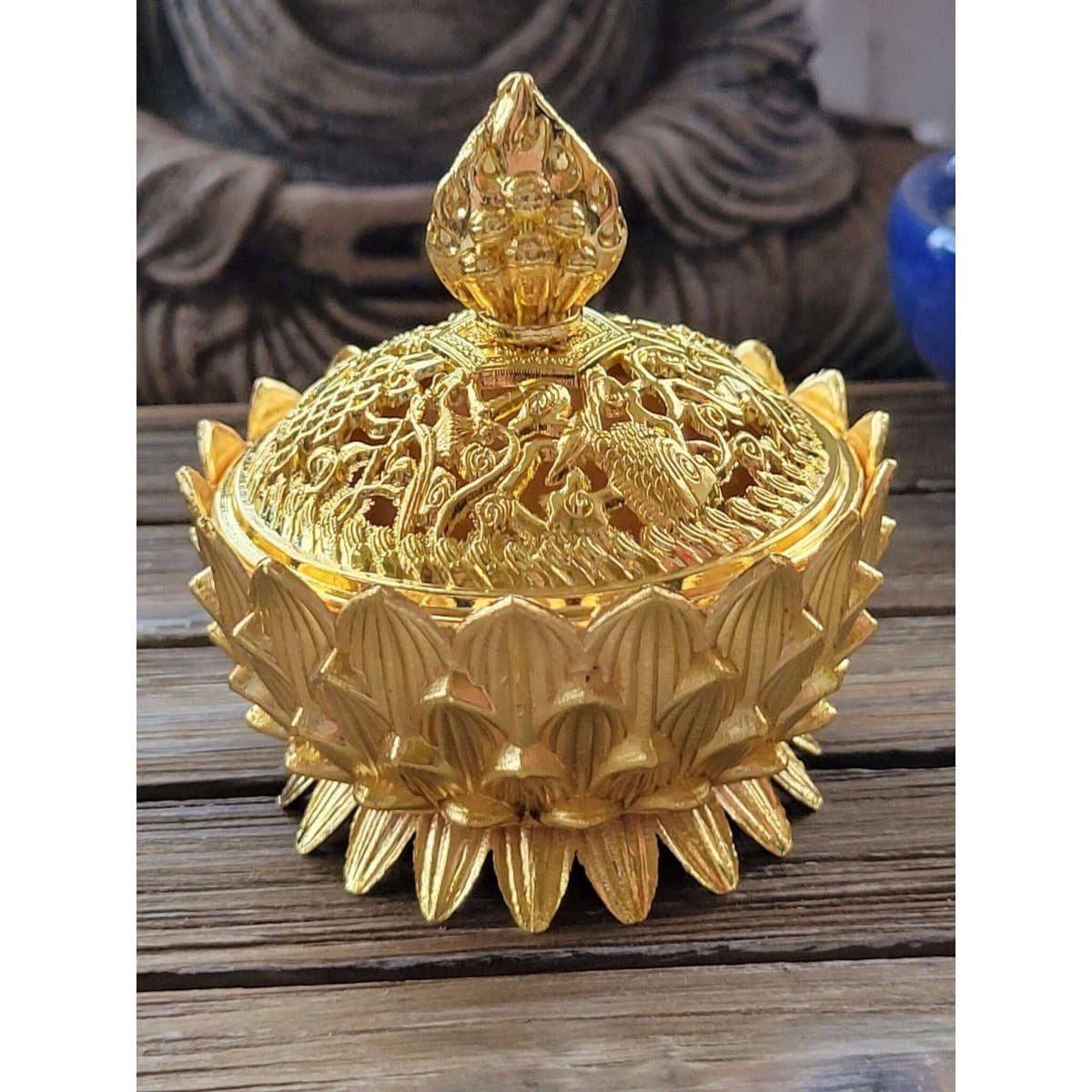 Small Lotus Incense Holder, Brass Metal Incense
