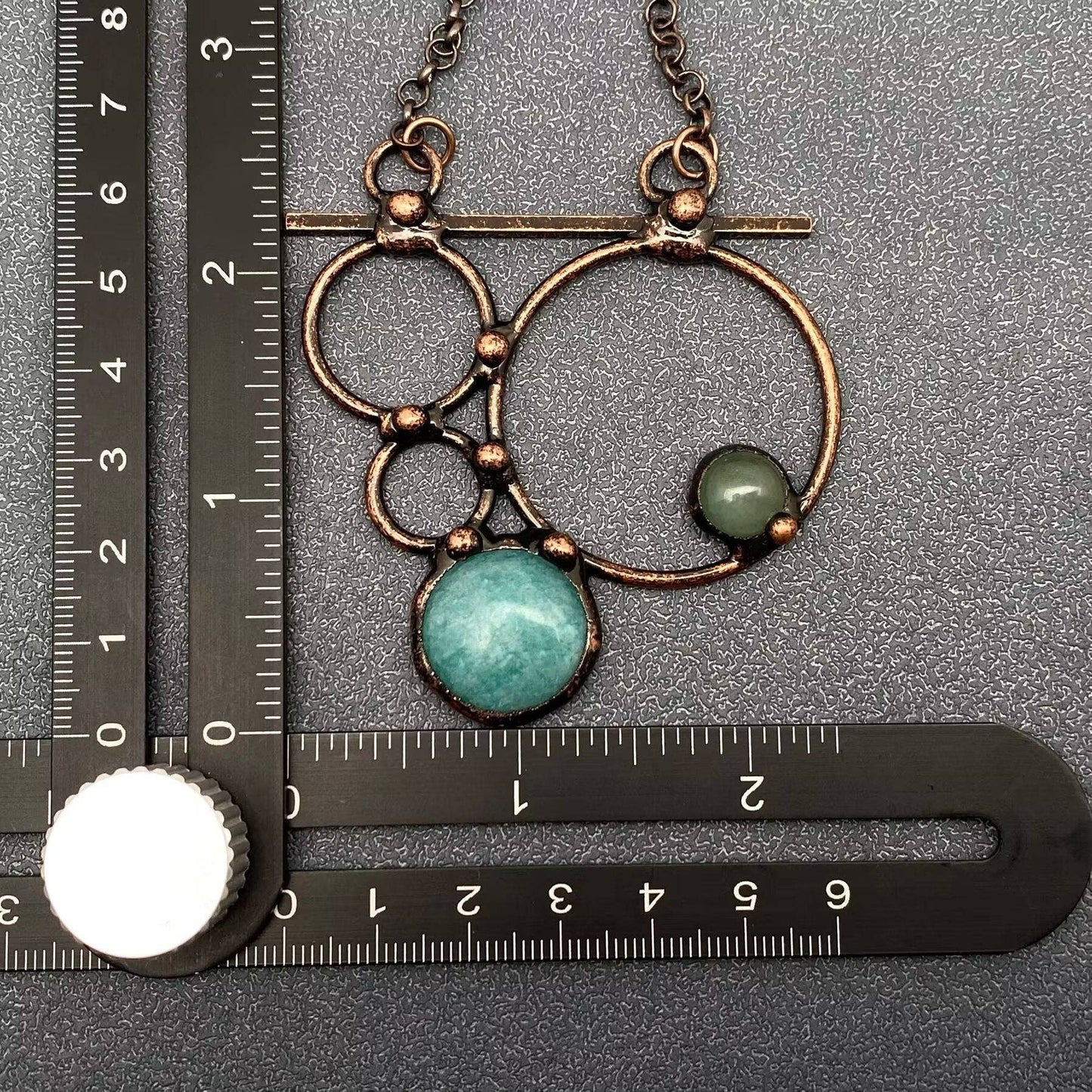 Amazonite & Green Aventurine Geometric Charm  Necklace - CS