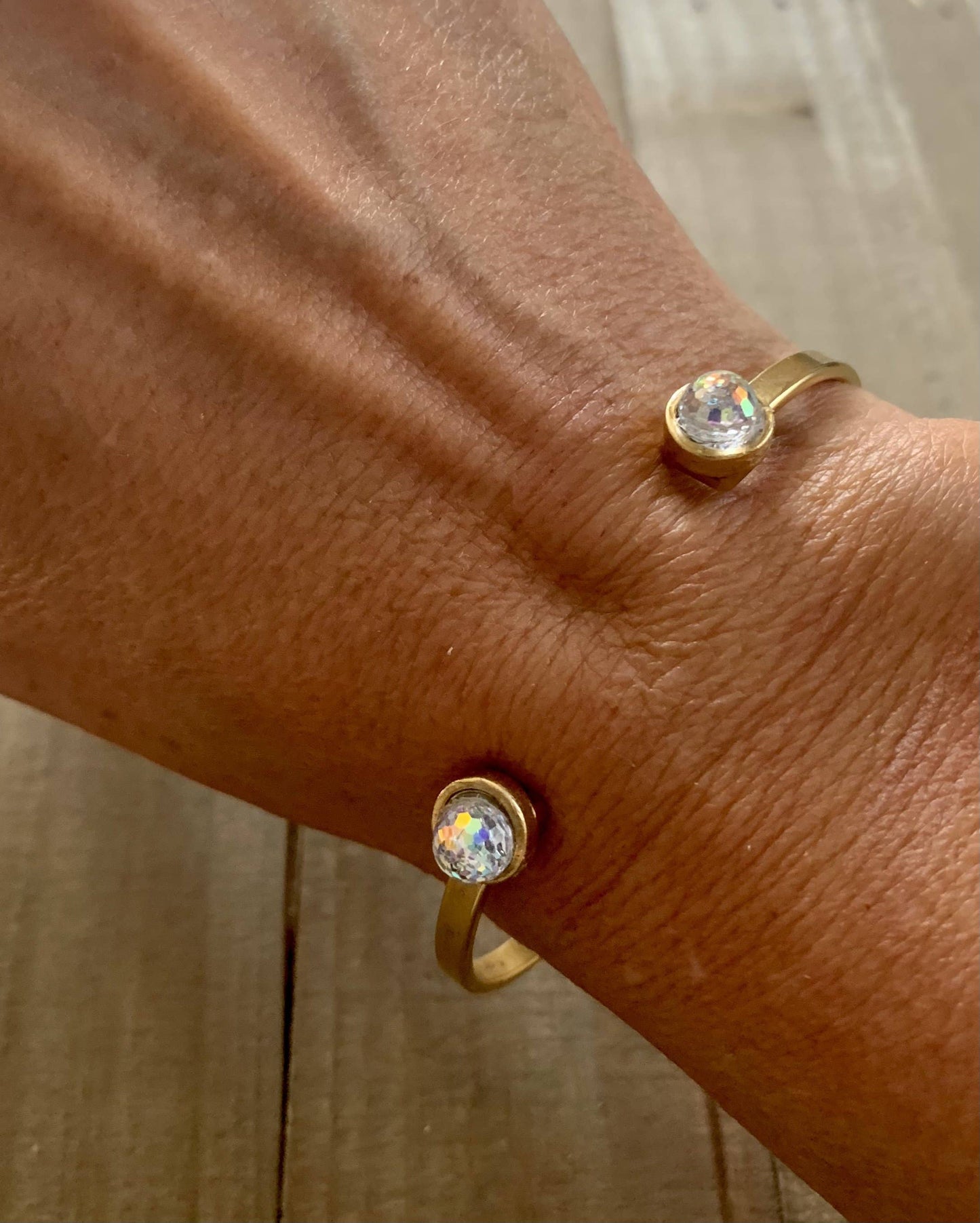 Hobnob- Swarovski crystal gold cuff bracelet