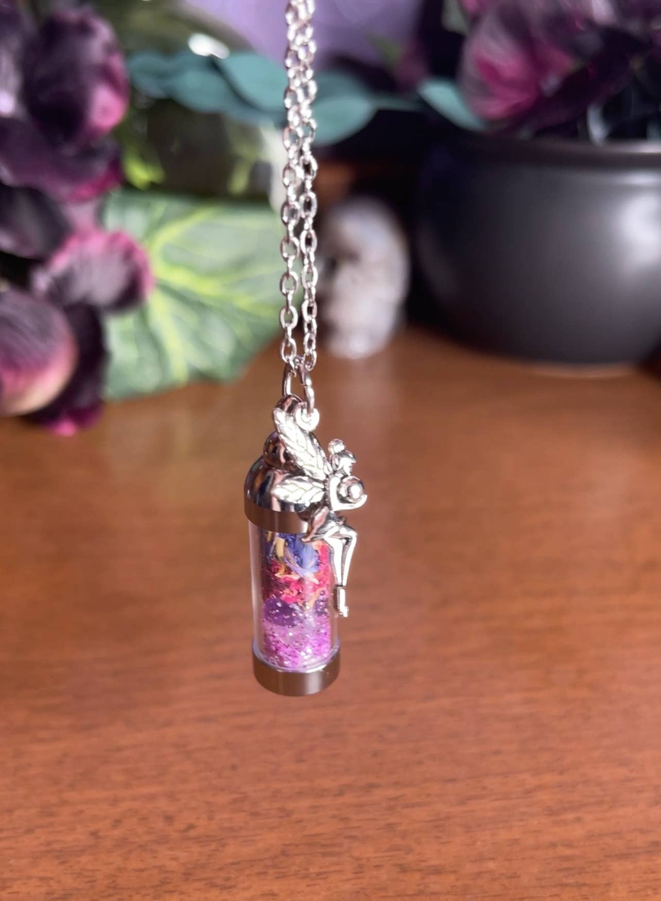 Fairy Dust Spell Jar Amulet Necklace, Witchy Crystal Jewelry