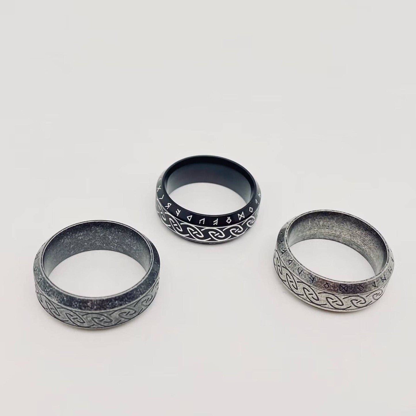 Vintage Viking Rune Stainless Steel Ring 8mm