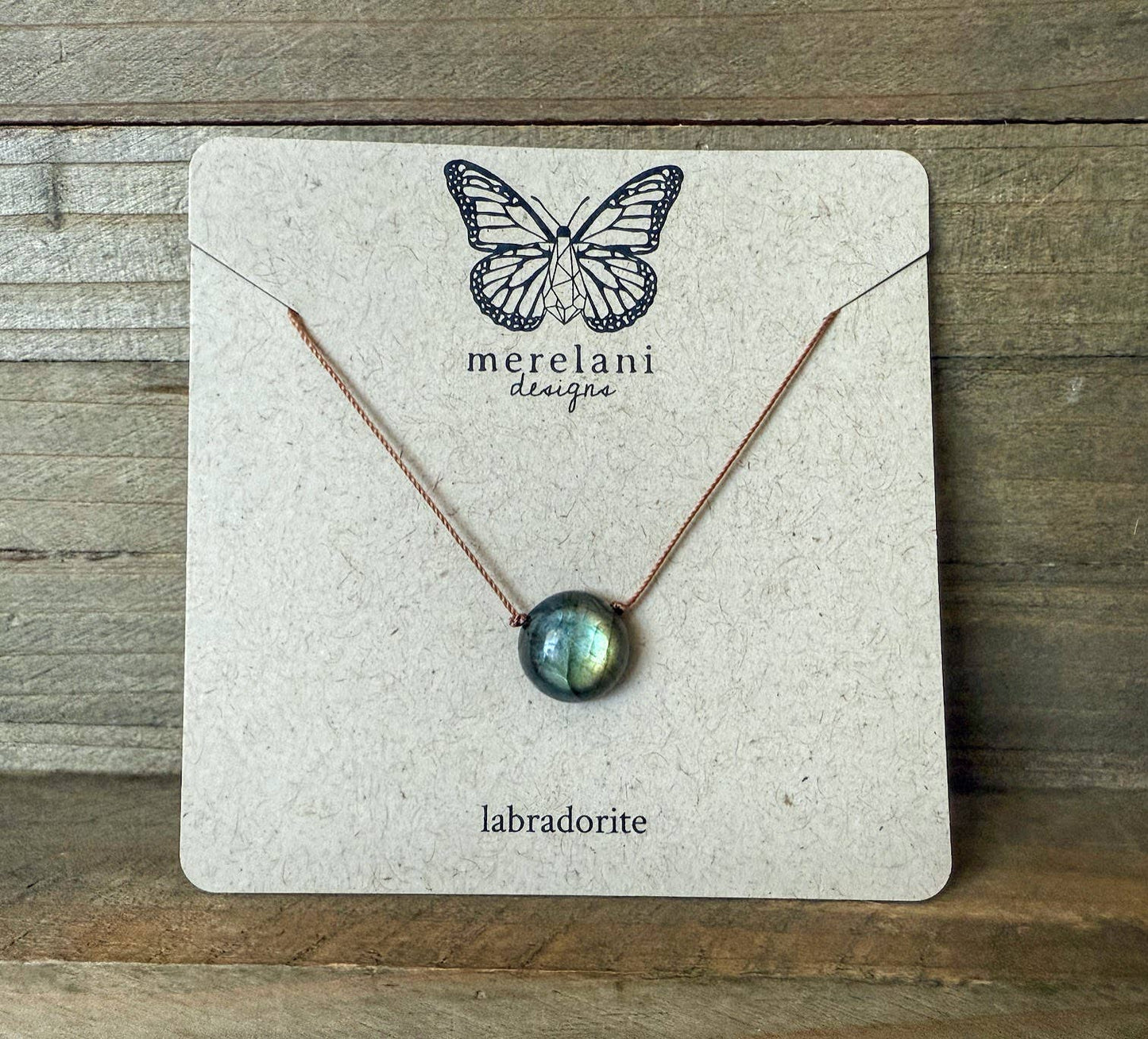 Labradorite Dot Cord Necklace : 16" or 18"