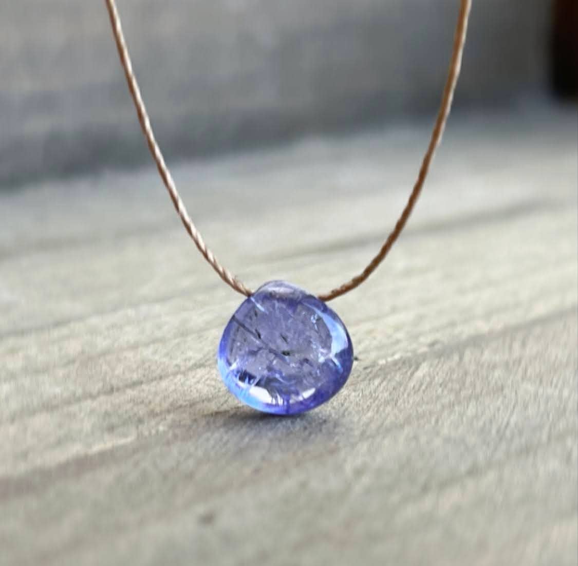 Tanzanite Gemstone Smooth Teardrop Necklace: 16, 18 or 20"