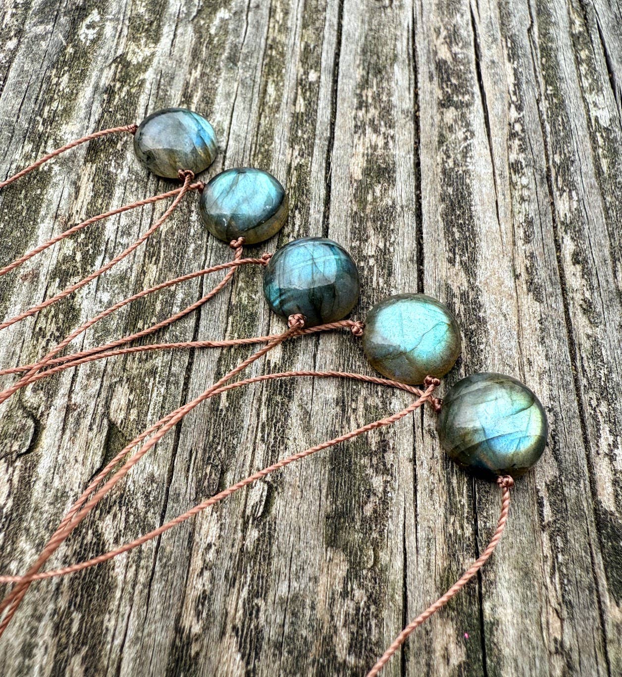Labradorite Dot Cord Necklace : 16" or 18"