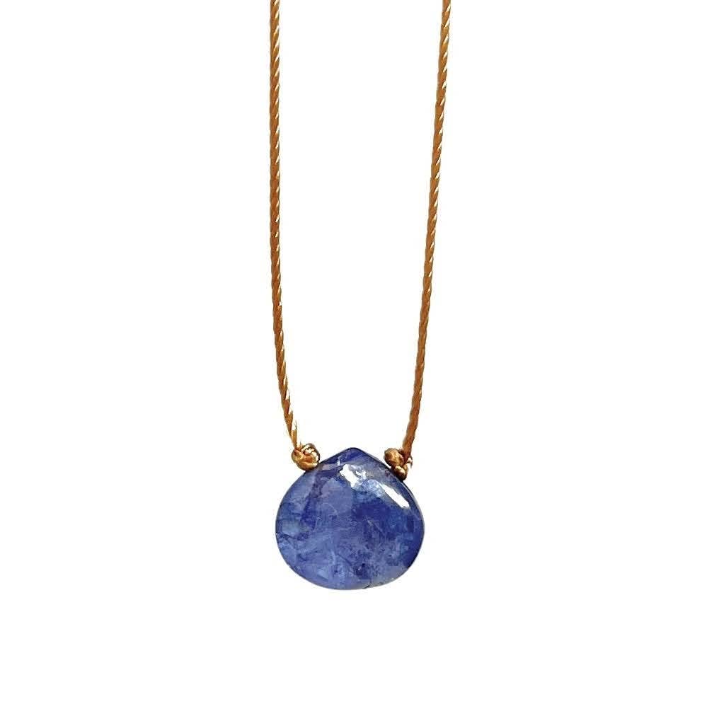 Tanzanite Gemstone Smooth Teardrop Necklace: 16, 18 or 20"