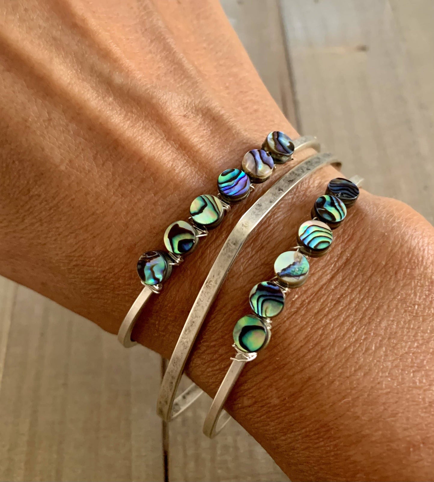 Overzealous paua abalone silver cuff bracelet