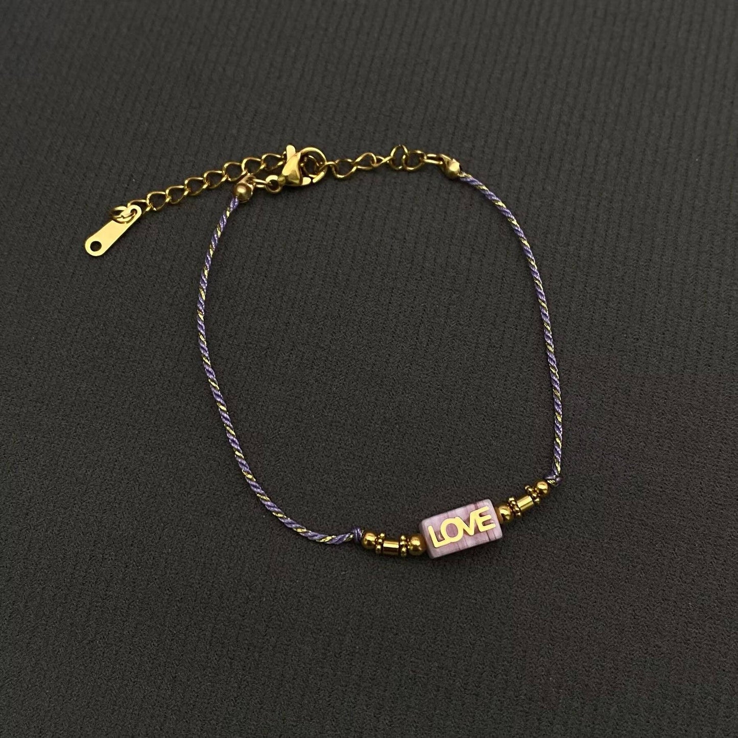 LOVE Charm 18K Golden S.Steel Multicolor Rope Bracelet