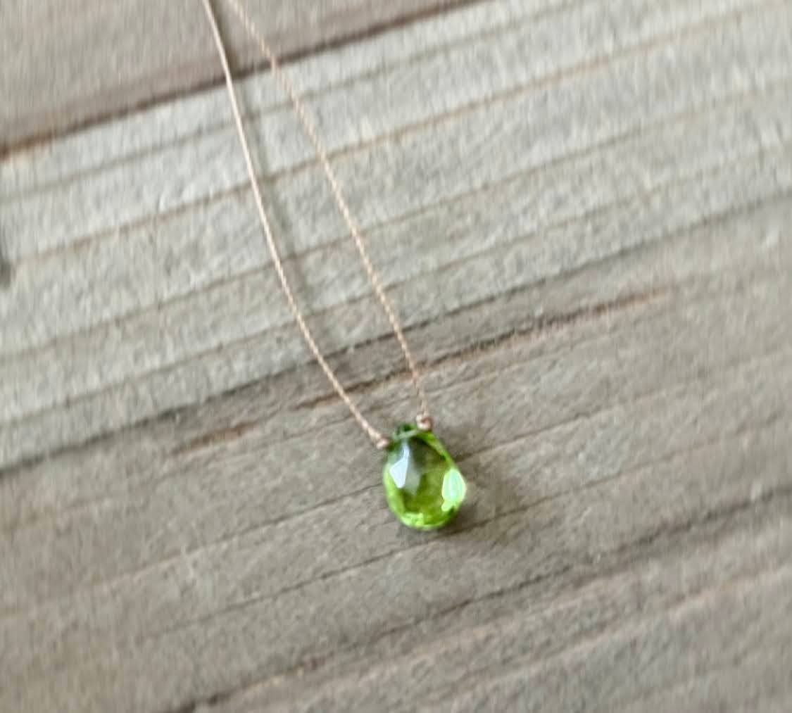 Peridot Small Teardrop Necklace: 16, 18 or 20 inches