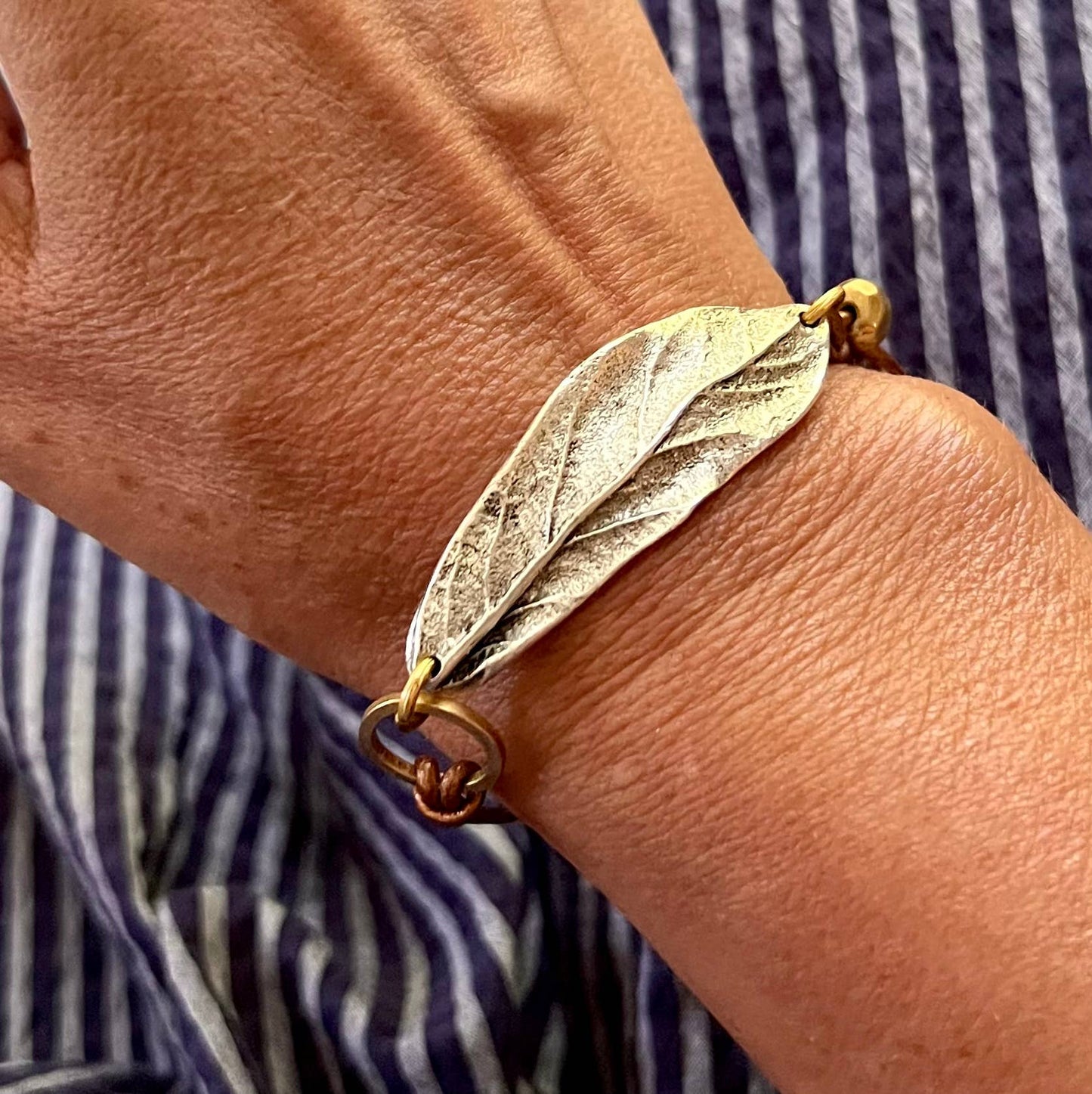 Peacemaker boho leaf leather bracelet