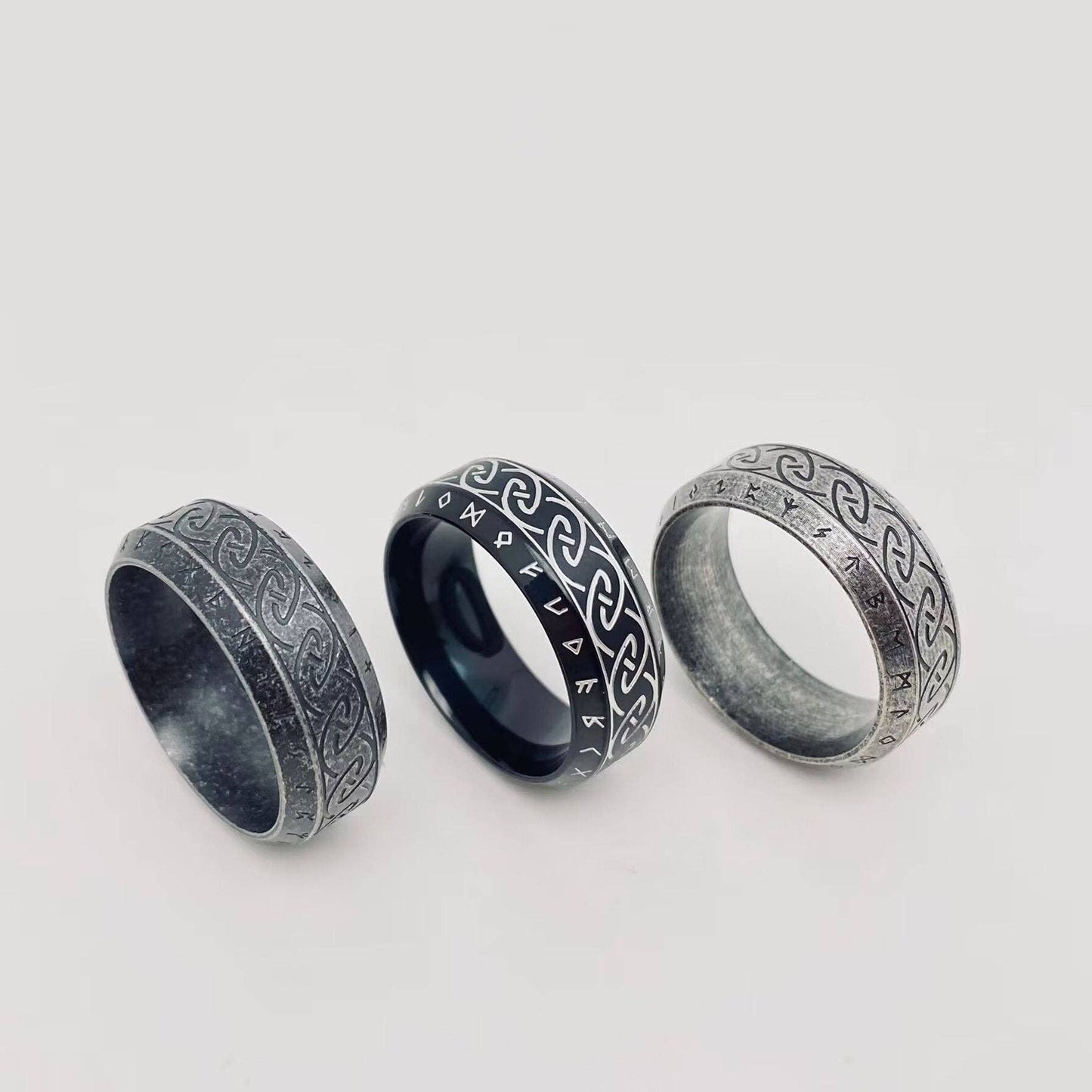 Vintage Viking Rune Stainless Steel Ring 8mm