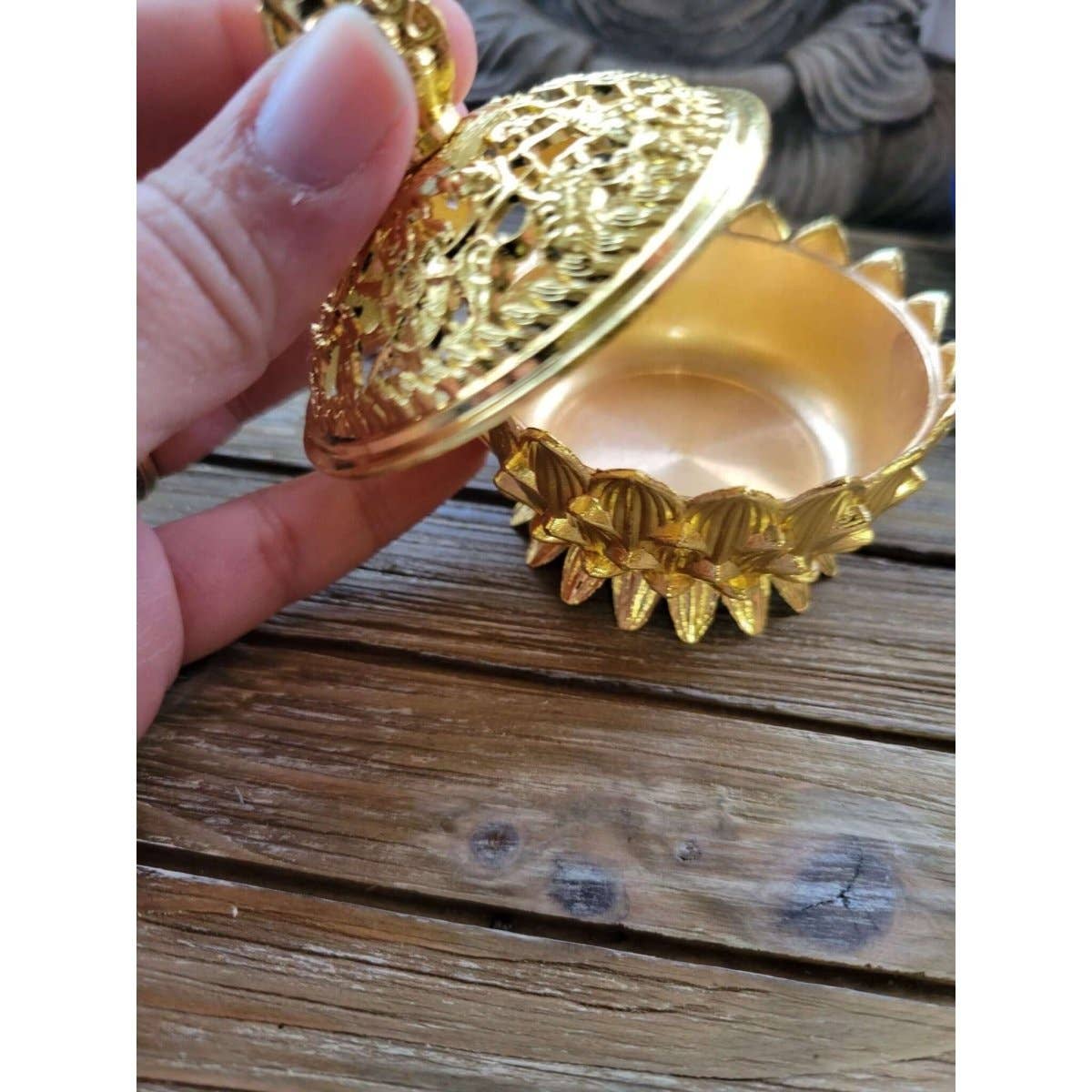 Small Lotus Incense Holder, Brass Metal Incense