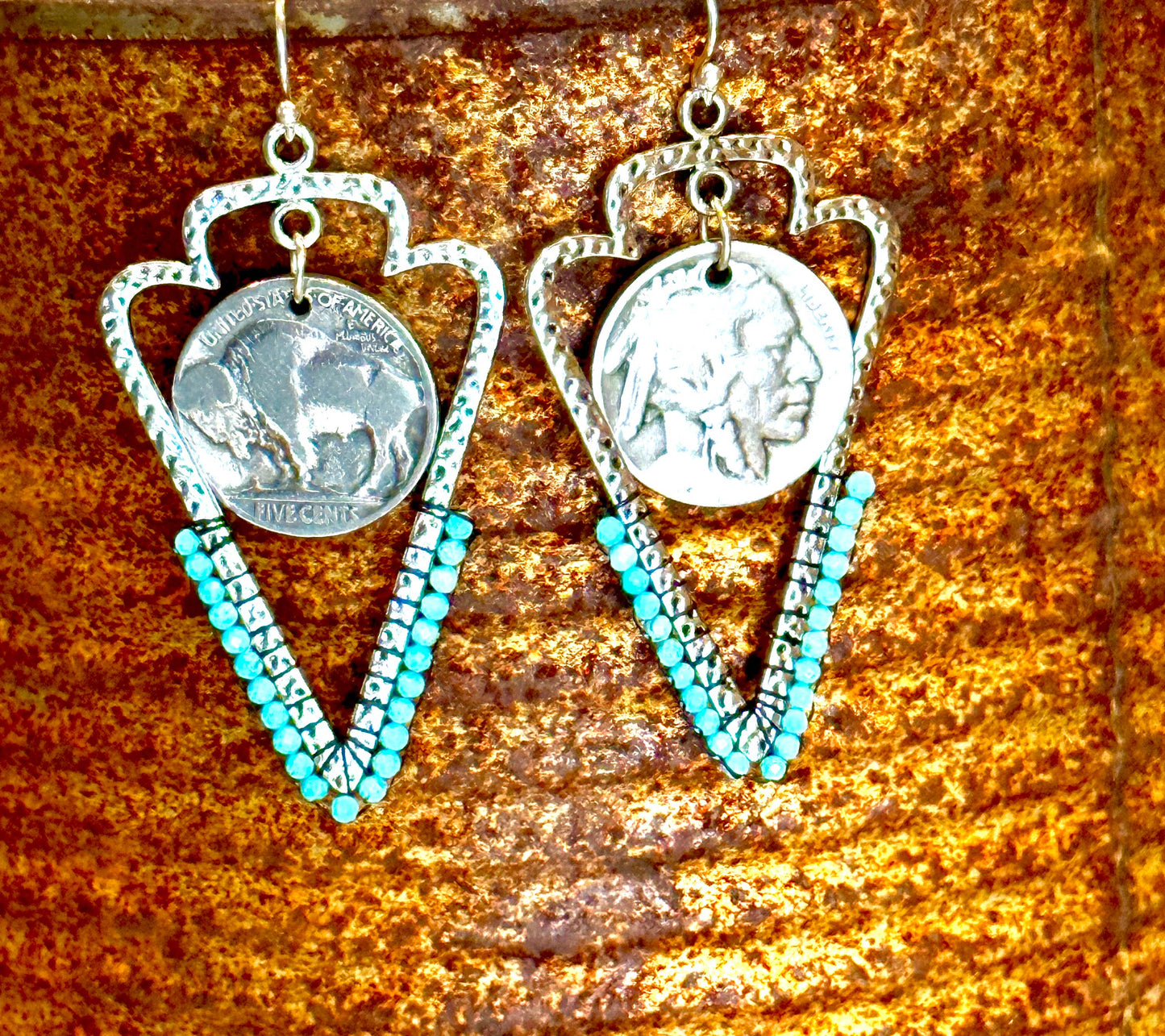 Arrowhead Earrings with Kingman Turquoise: 2 inches / Mixed (pictured)