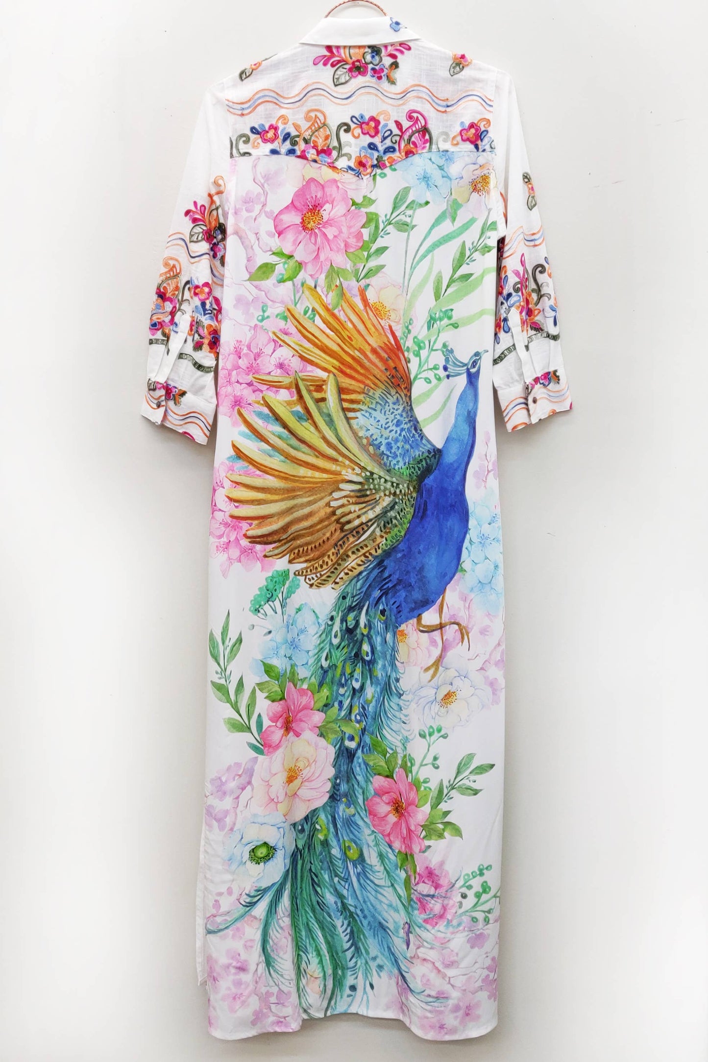 Beauty Mark Embroidered Maxi Duster / Shirt Dress : White /