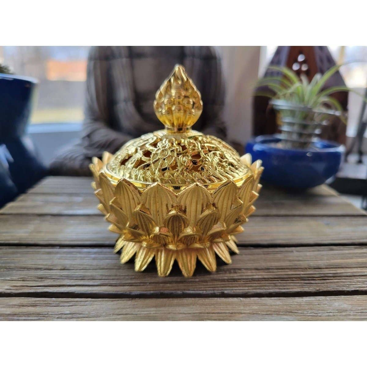 Small Lotus Incense Holder, Brass Metal Incense
