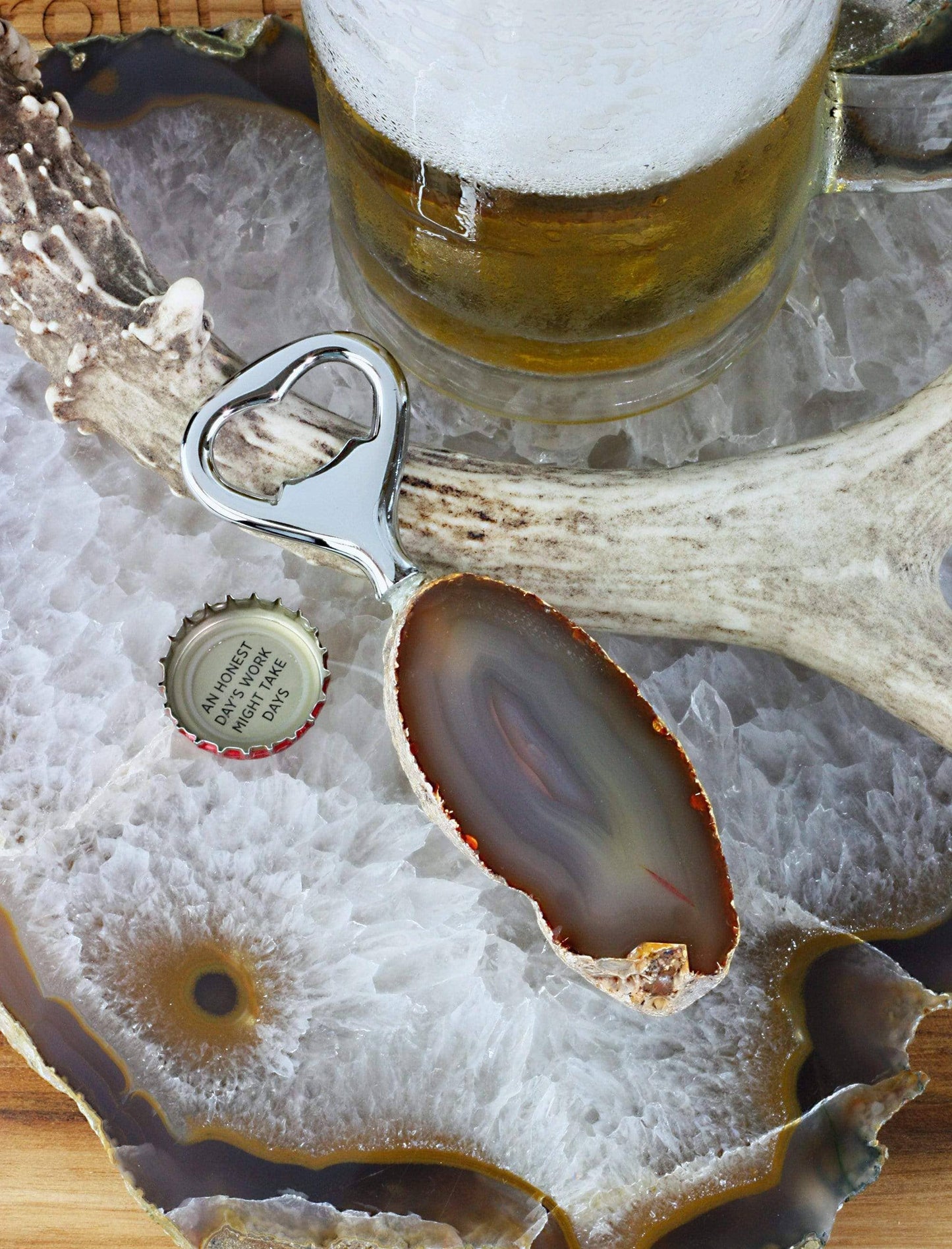 Natural Stone Bottle Opener Citrine, Agate, Rose, Sodalite, Amethyst and Crystal Quartz