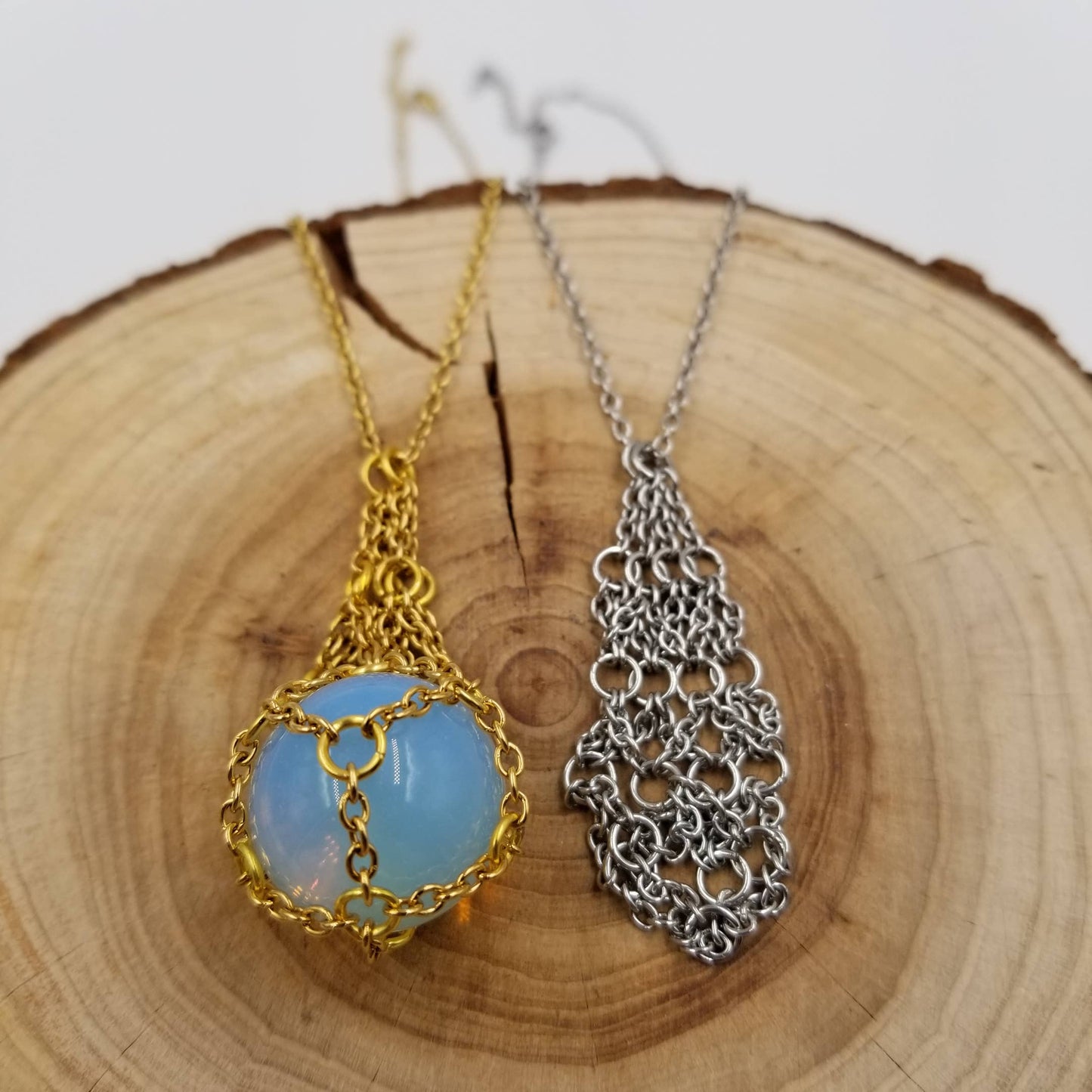 Interchangeable Macramé Cage Necklaces Gold