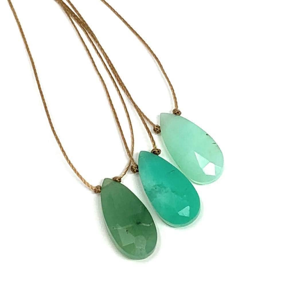 Chrysoprase Faceted Teardrop Necklace: 16" or 18" legnth