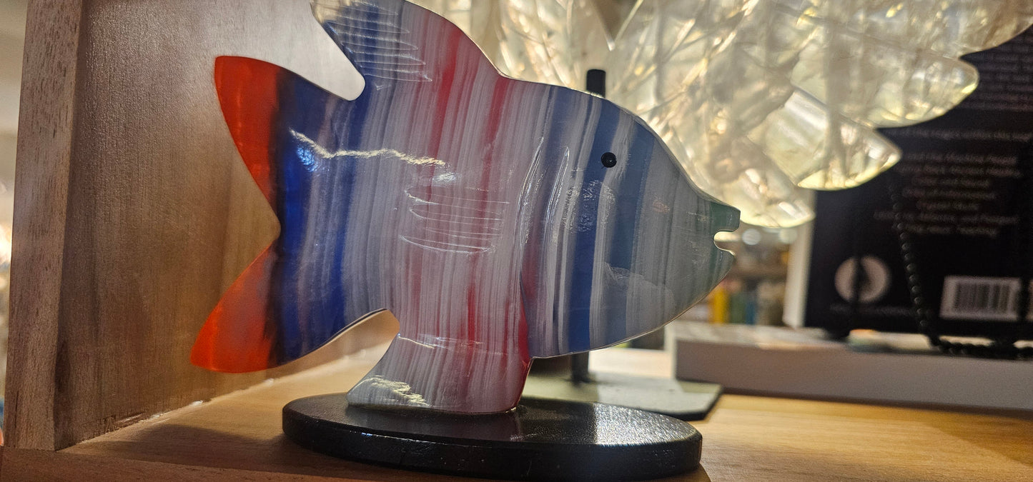 Fish on Stand- Calcite Stone- Various Colors