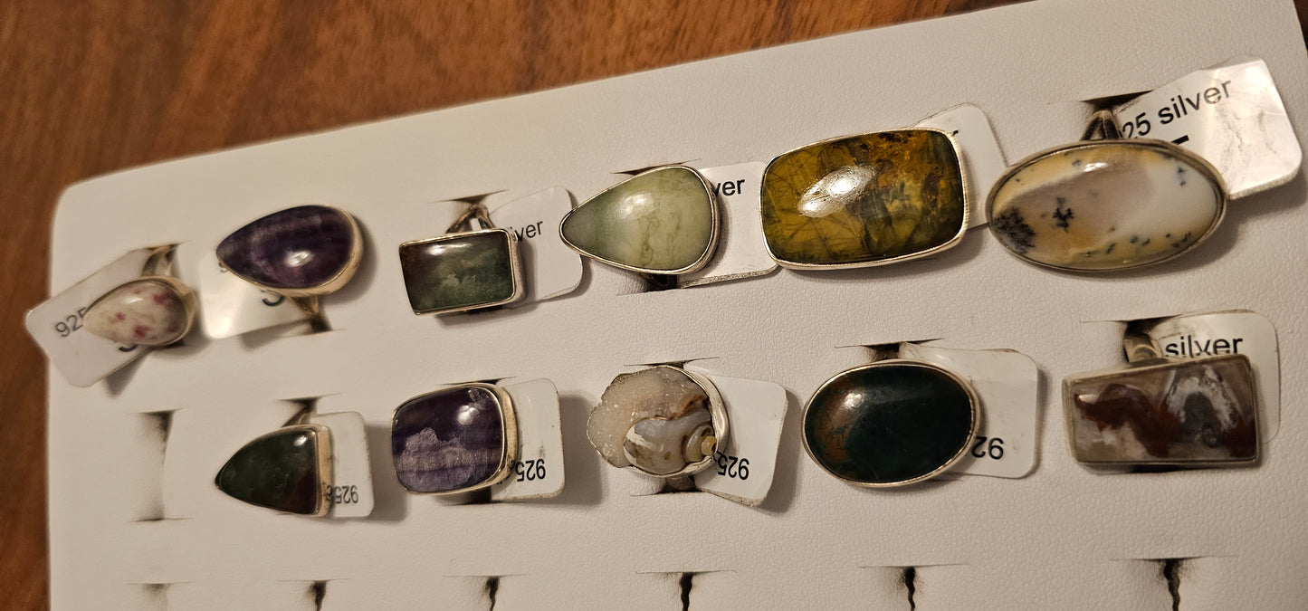 Ring- Sterling Silver with Gems Size 5 Sarah Designs