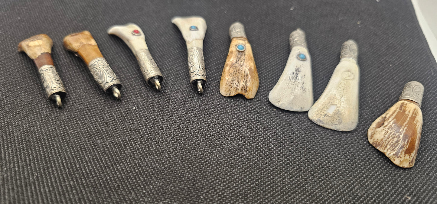 Bone & Stone Pendant with Engraved Metal