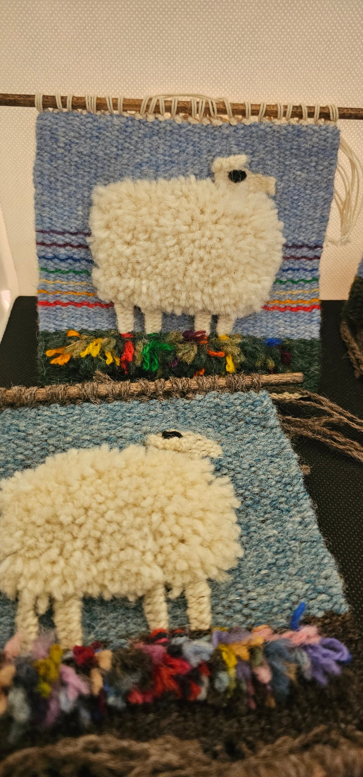 Lamb-scape Wall hanging- small. Loom Made- Made in MT
