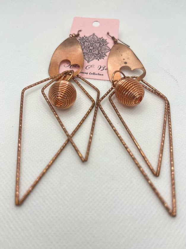 Copper Triangle with Swirl Earrings
